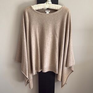 Garnet Hill Cashmere Heather Tan Poncho - Cozy Soft - One Size